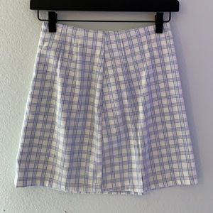 blue and white plaid skirt